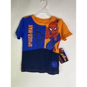 Marvel Spider-Man Blue Orange Short Sleeve Tee T-Shirt Top Kids Boys 3T